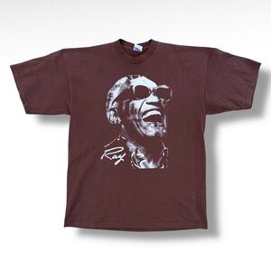 Vintage Y2K Ray Charles “Big Face” T-Shirt Brown Size XL Soul R&B
